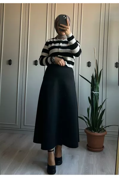 Sukuba Puff Modest Flared Skirt