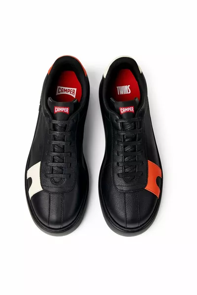 Tws حذاء رياضي جلدي رجالي أسود