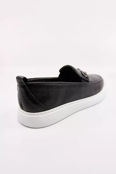 Black Genuine Leather Men's Casual Shoes