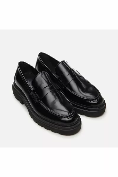 Mocassins Homme Noir en Cuir Véritable