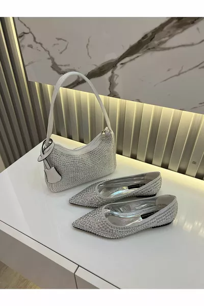 ДАМСКИ БАЛЕТКИ И ЧАНТИ DAVIN САТЕНЕН КАМЪК ДЕТАЙЛ