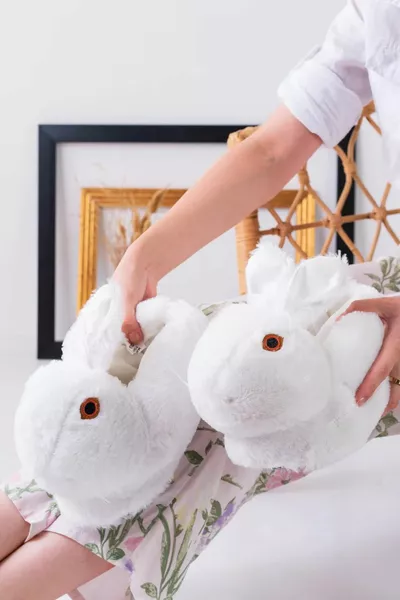 Серый Плюшевый Пандуф Домашний Пандуф с Фигуркой Кролика