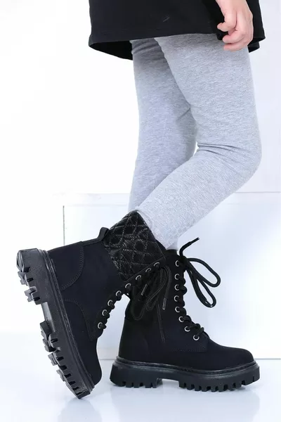 الفتيات الجانب الأسود مبطن الدانتيل المطبوع بسحاب الأحذية