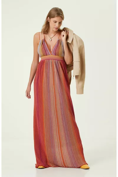 الفوشيا البرتقالي طويل متماسكة مساء اللباس