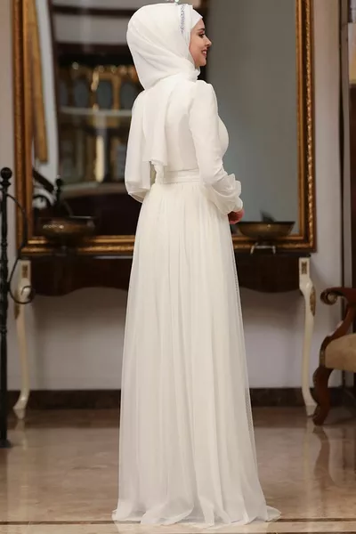 Robe de soirée hijabTissu tulle