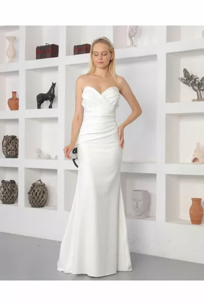 Drapierte trägerlose Fisch-Abendkleider