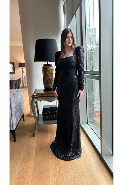 Дизайн вечерних платьев с рыбками с пайетками