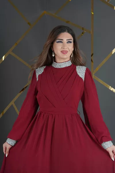 Hijab Chiffon Design Stone Accessory Dress Evening Dress