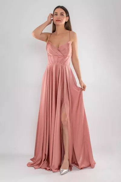  Rope Strap Taille Beugel Gelakte Wijd Uitlopende Lange Jurk