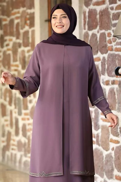 Buse Hijab Evening Dress Dried Rose