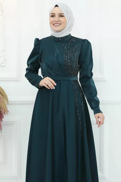 Armağan الساتان مساء اللباس الزمرد