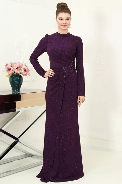 Ниса хиджаб вечерна рокля лилаво