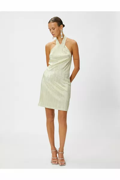 Plissee-Minikleid Neckholder