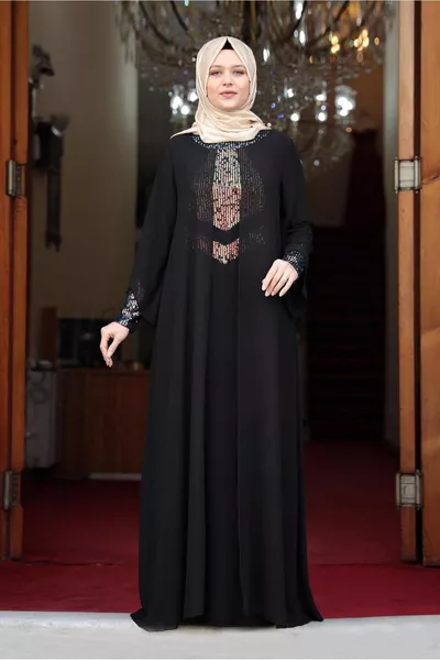 المرأة الأسود الترتر الترتر مفصلة مساء اللباس T 