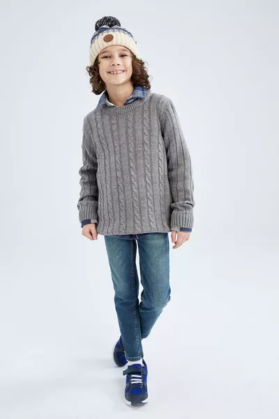 Boys' Bicycle Collar Knit Sweater wn