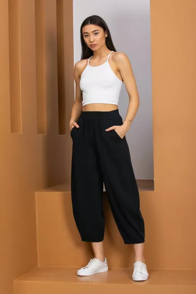 Dames % Katoen Gabardine Broek met Zak