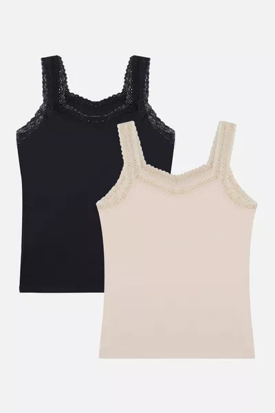 Damen-2er-Set Spitzen-Top mit Trägern