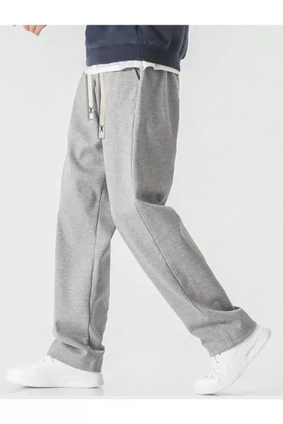 Сиви широки потури с прав крачол, удобни спортни панталони