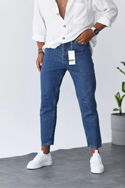 Boyfriend Herren Blaue Jeans