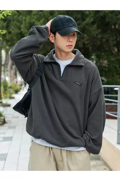 Мужской флисовый оверсайз свитшот Флисовый свитшот