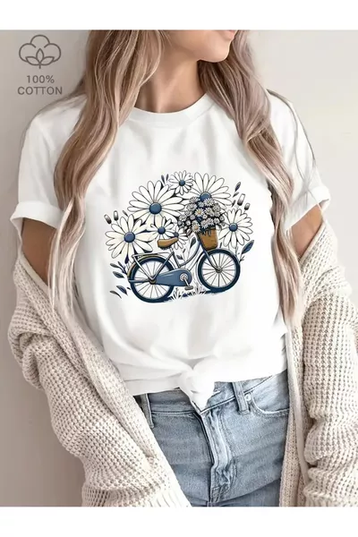 Papatya Fahrrad Oversize Baumwoll-T-Shirt