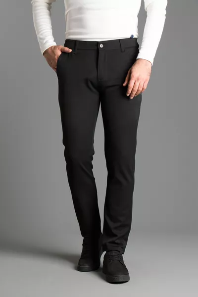 بنطلون قماشي كتان أسود رجالي