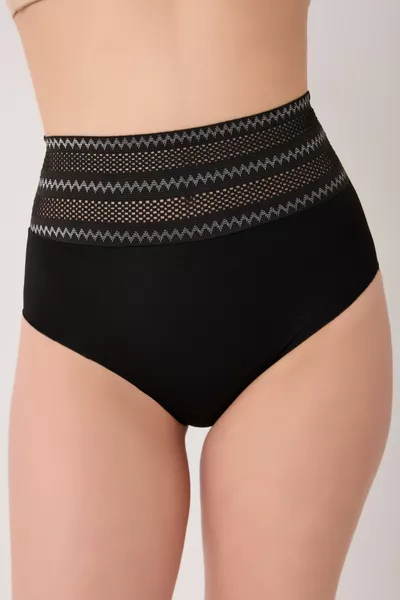 سروال مشد لتنسيق الجسم بخصر رفيع وقص بالليزر