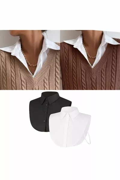 Поло яка, 2 броя, черно-бяло