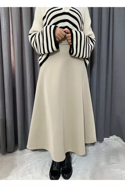 Женская юбка из ткани Scuba, пышная, клеш, для хиджаба и повседневная, длина юбки:  см