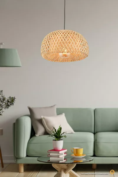 ثريا معيشة مصممة على الطراز الحديث من الخيزران والراتان الفردي، تصميم إسكندنافي بوهيمي