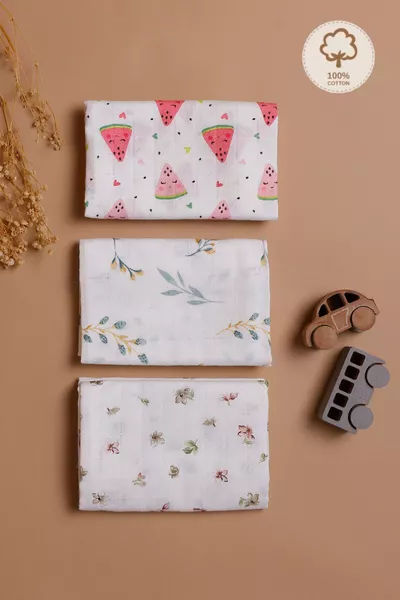 3 Stück Multifunktionale Mullwindel-Decken, % Baumwolle, Oeko-Tex zertifiziert,  cm