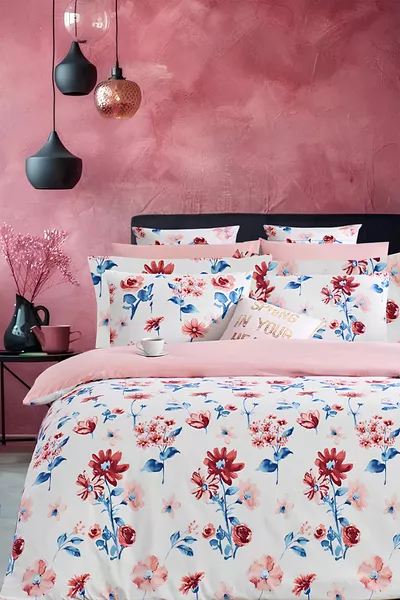 Dekbedovertrekset met Hoeslaken Dubbel DAISY WIT