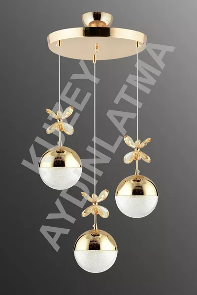 Efna 3-flammige LED-Fernbedienungs-Leuchte mit 3 Farben in Gold