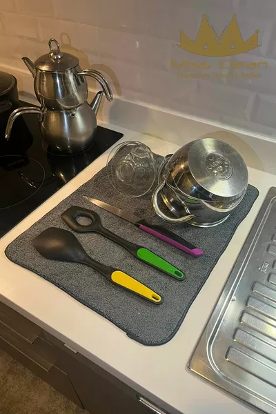 Микрофибърна постелка за изсушаване на съдове * см Кърпа за сушене Супер абсорбираща за плот