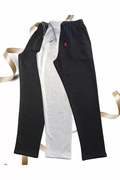 بنطلون رياضي بثلاثة قطع بقصة أرجل مزدوجة وجيوب جانبية وقصة مريحة لموسم معين