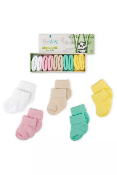 جوارب أطفال حديثي الولادة من الخيزران، مجموعة 5 قطع، زهرة، للذكور والإناث