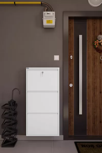 Range-chaussures métallique verrouillable triple - Blanc neige