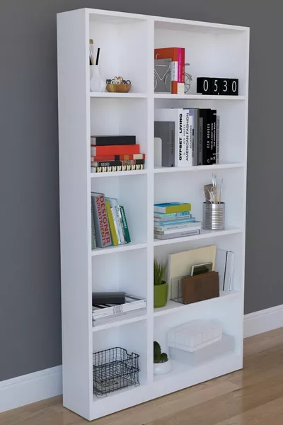  Raflı Kitaplık - Beyaz