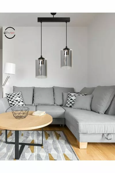 Modern Sports Model Dual Smoke Genuine Glass Pendant Chandelier