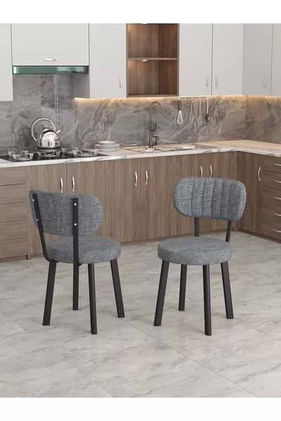 Azra Series Kitchen Chair, Dining, Garden, Cafe, Modern Chair 1 Piece - Dark Gray