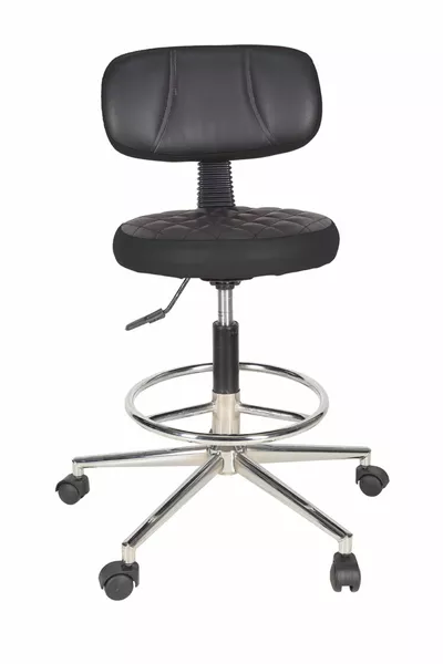 Sedia da ufficio girevole con ruote, regolabile, per cassiere o medico  Nero