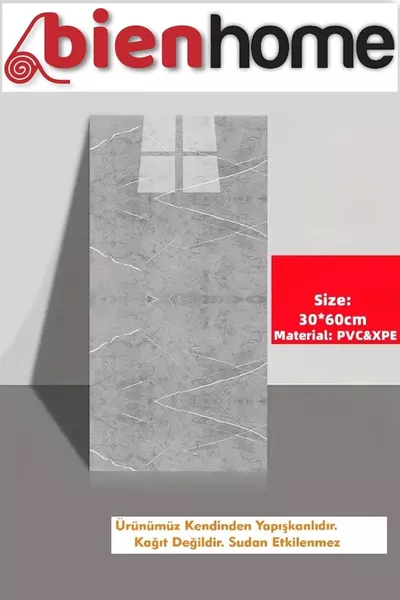  см Сив мраморен модел Самозалепващ се PVC стенен панел за баня и тоалетна