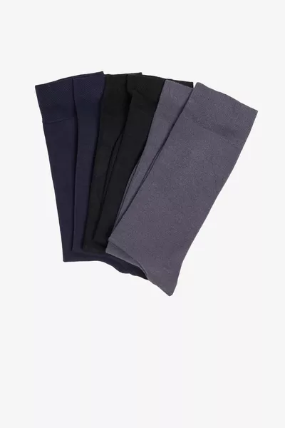 Paquet de 6 Chaussettes Homme Noir-bleu marine-marengo en Viscose Élastique