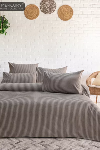 Line Dubbeldekbedset voor Twee Personen | Katoen met Elastisch Hoeslaken