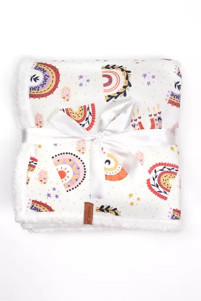 Couverture pour bébé Fluffy  cm Bleu poudre, gigoteuse, poussette, double face, en laine d'agneau 