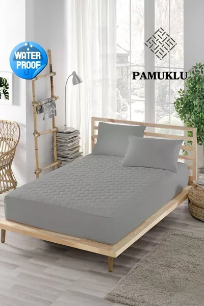 Kleurige Alez Grijs-waterbestendig-katoen Gewatteerd Fitted-tweepersoons-eenpersoons-baby Alez