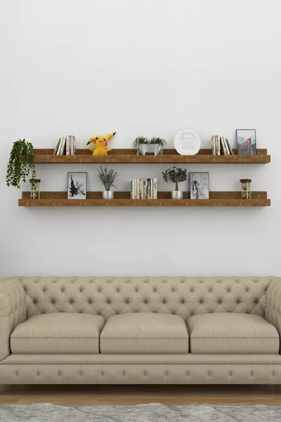 Lichte Walnoot 2-delige cm Dennenhouten Fotolijst Plank Muurplank Boekenplank Bloemenrek Zwevende Plank