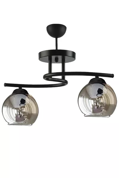 مصباح ثنائي لغرفة المعيشة - المطبخ - غرفة النوم من فوجي مودرن بتصميم زخرفي، بلون أسود وزجاج دُخاني