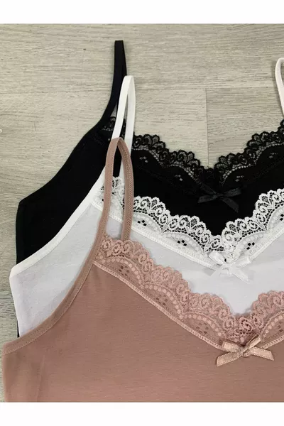 3ER-PACK KNITTED SPITZEN-NEGLIGÉ AUS LYCRA