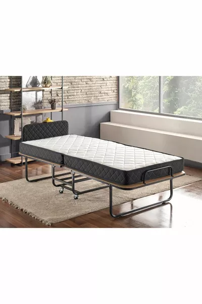 XL Сгъваемо легло |  Двусекционно преносимо матрак с пружини и сгъваема рамка